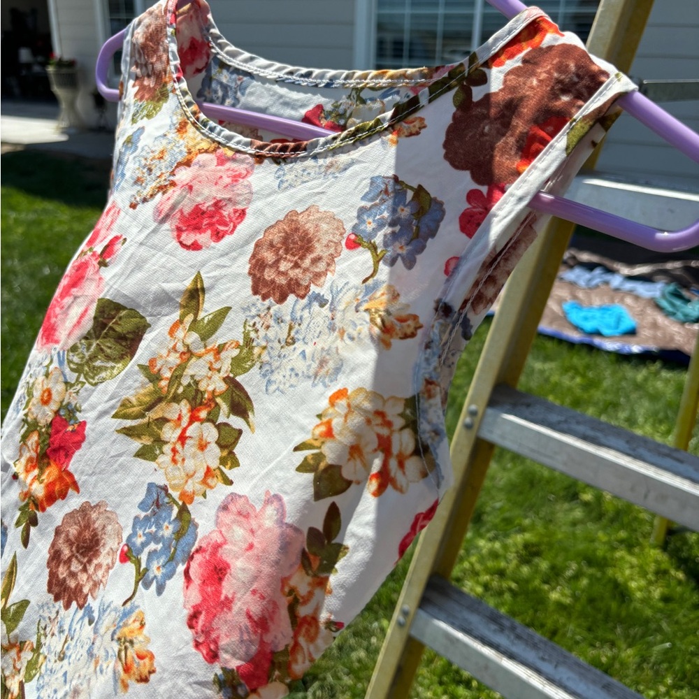 Floral silk/sheer tank top